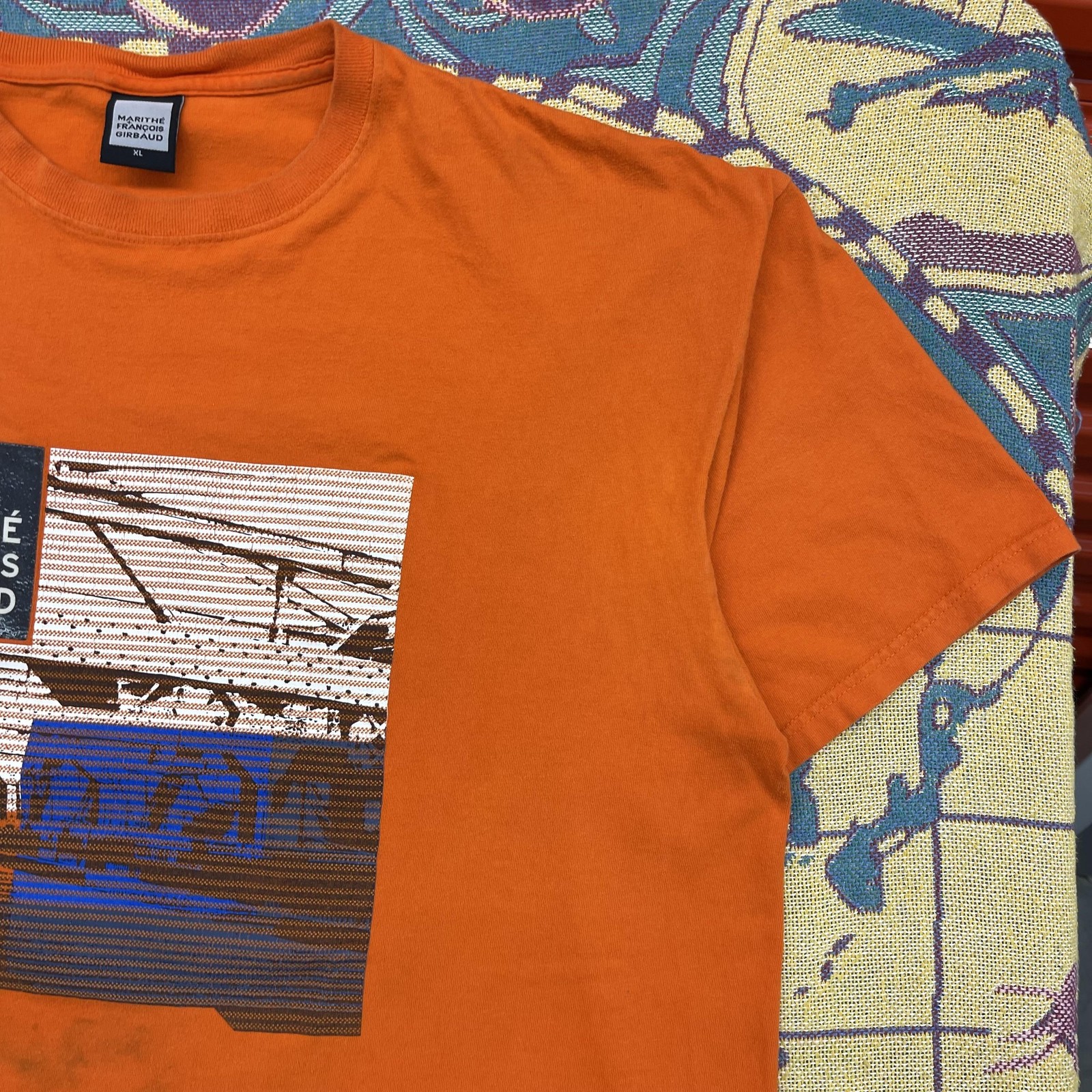 Marithe Francois Girbaud Shirt Mens XL Orange Graphic Logo Streetwear Tee Top gallery