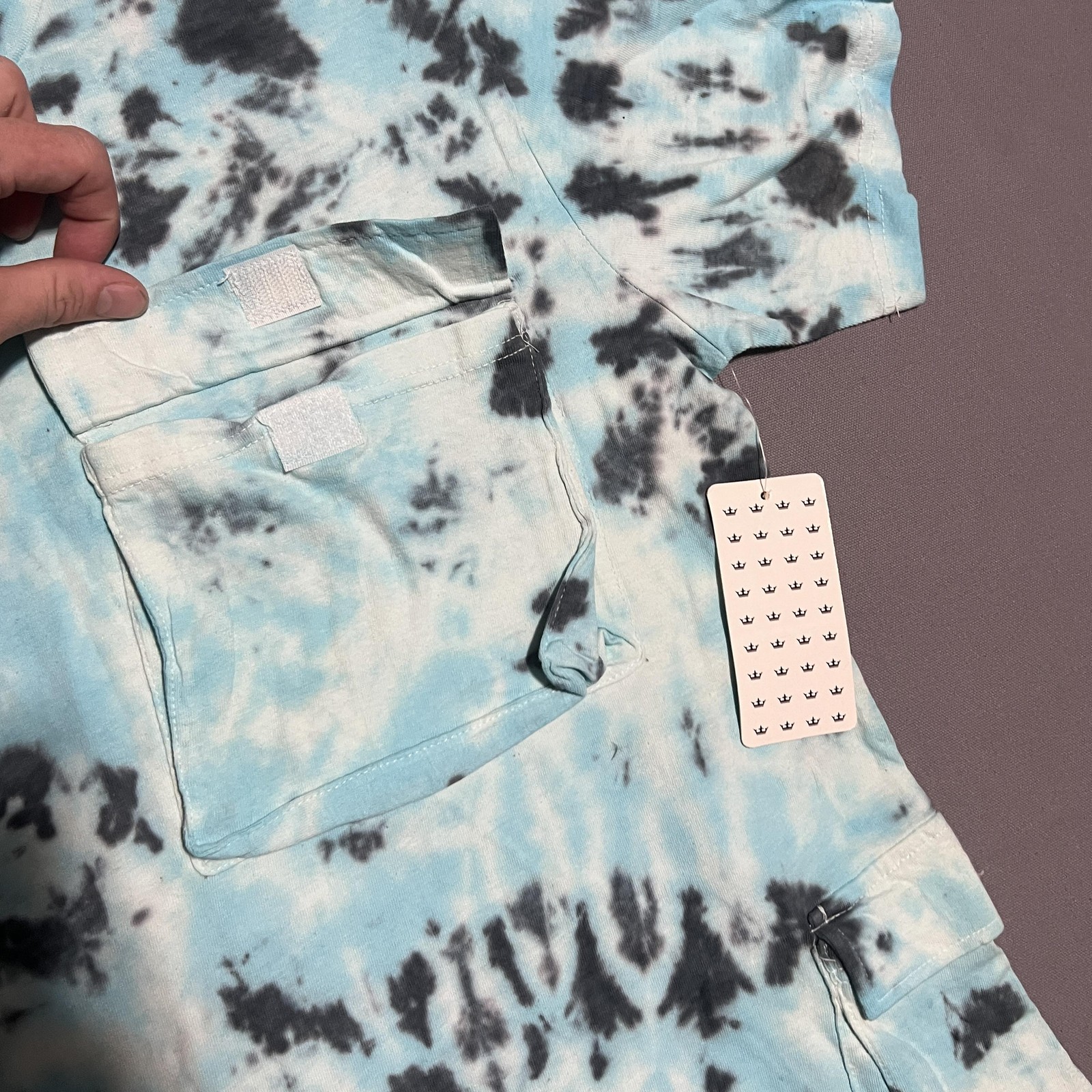 Red Ape Shirt Mens XL Blue Tie Dye Utility Cargo Pocket Streetwear Tee Top gallery