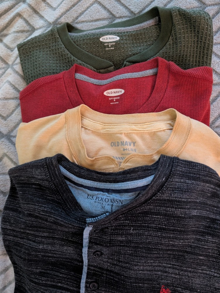 Old Navy & U.S. Polo Assn. Men’s 4-Pack Henley T-Shirts M Multicolor