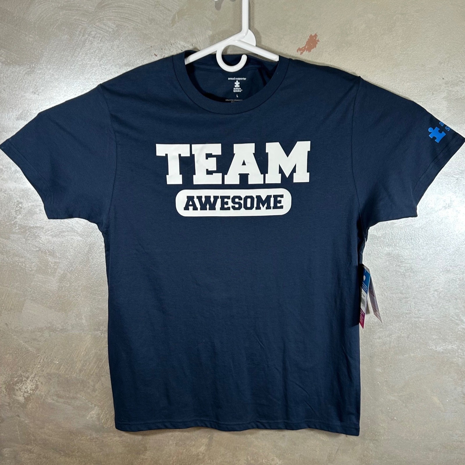 Autism Speaks Team Awesome Navy Blue Graphic T-Shirt Mens Size Large New gallery