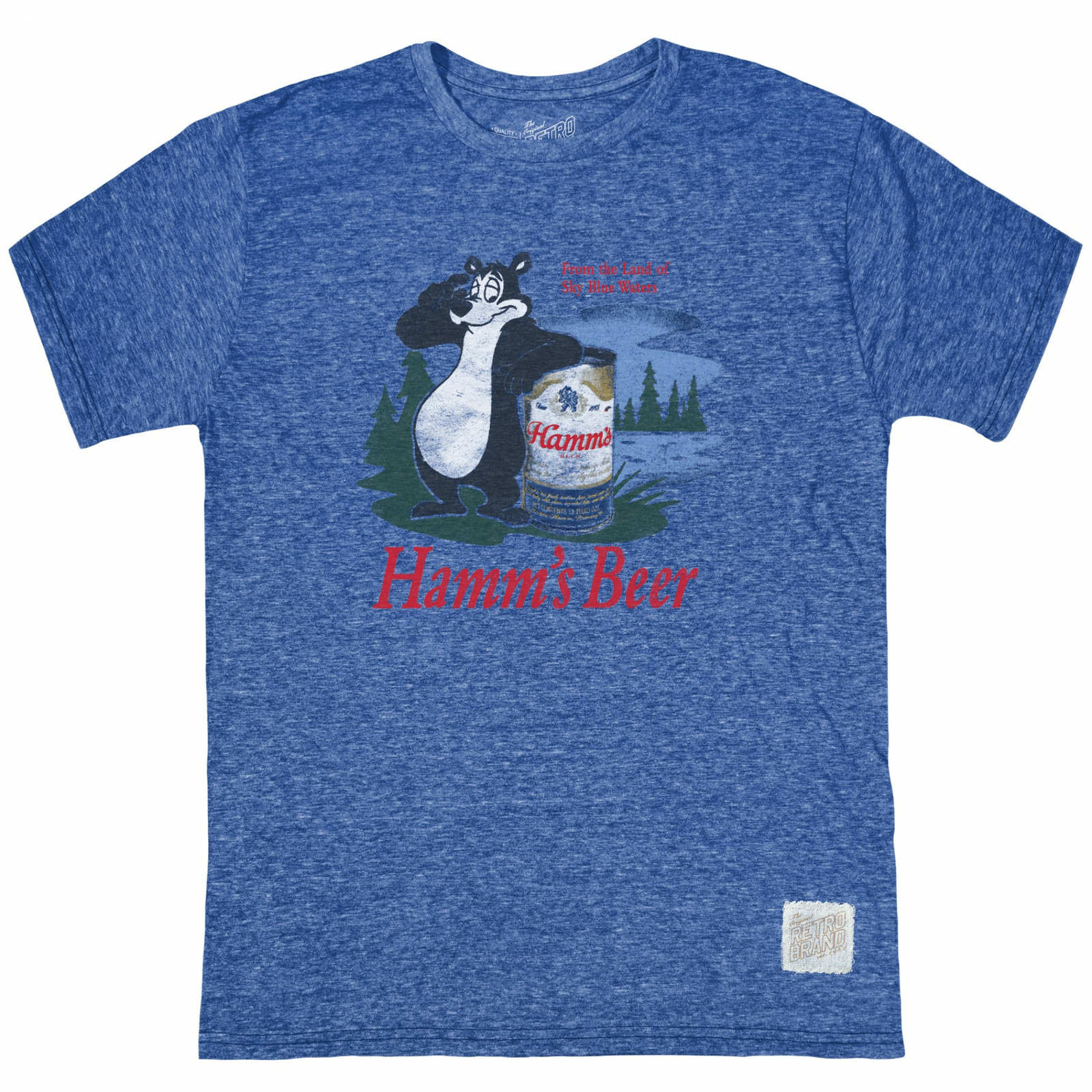 Hamm’s Beer Classic Bear and Can Throwback Style T-Shirt Blue