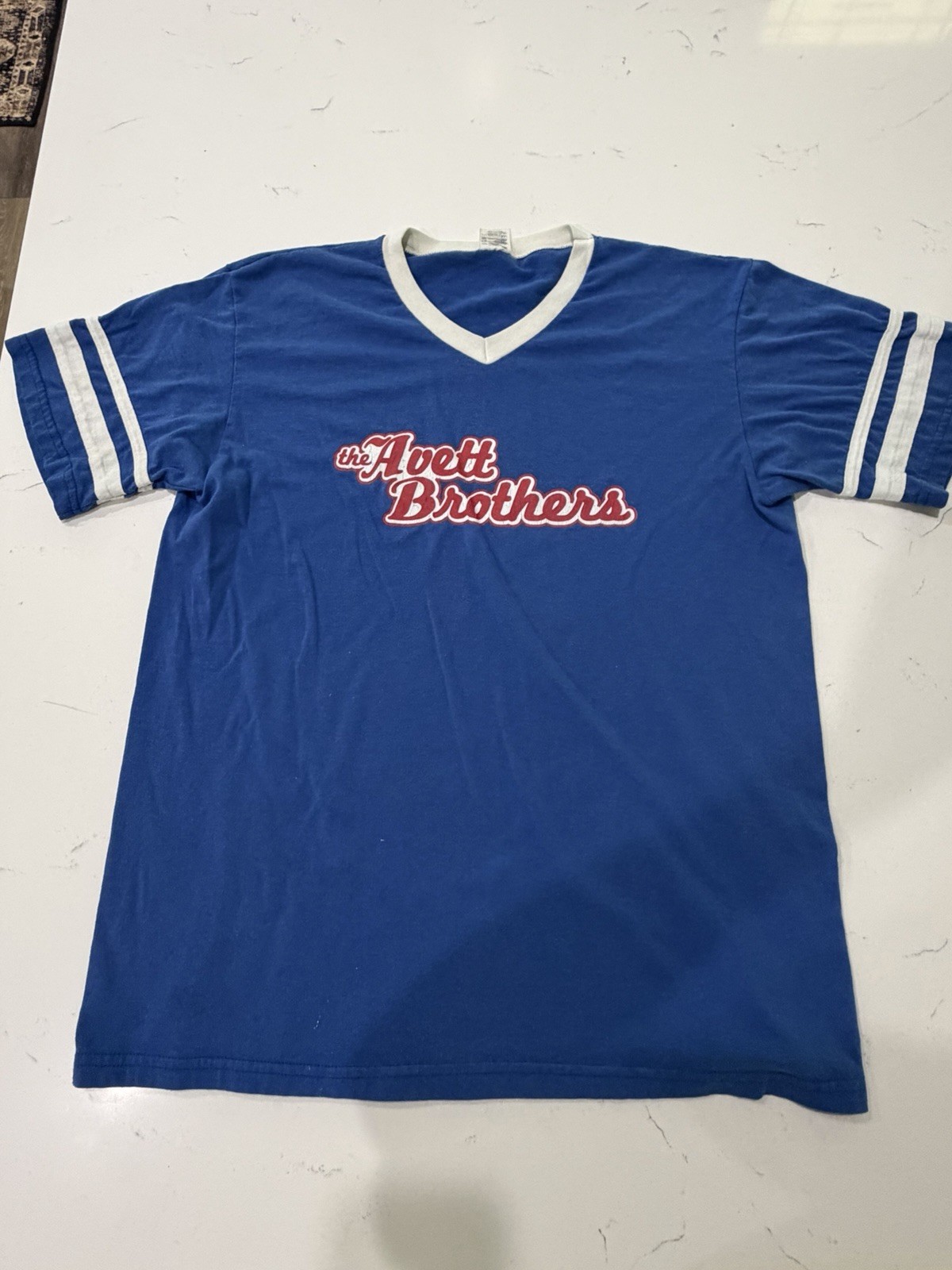 Augusta Sportswear The Avett Brothers Blue White V-Neck Men's M T-Shirt gallery