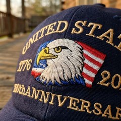 250th Anniversary USA Hat, Adjustable Embroidered Patriotic Washed Baseball C…
