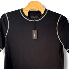 rag & bone Matthew Relaxed Black Tee Men XL Black Contrast Stitching Casual $118
