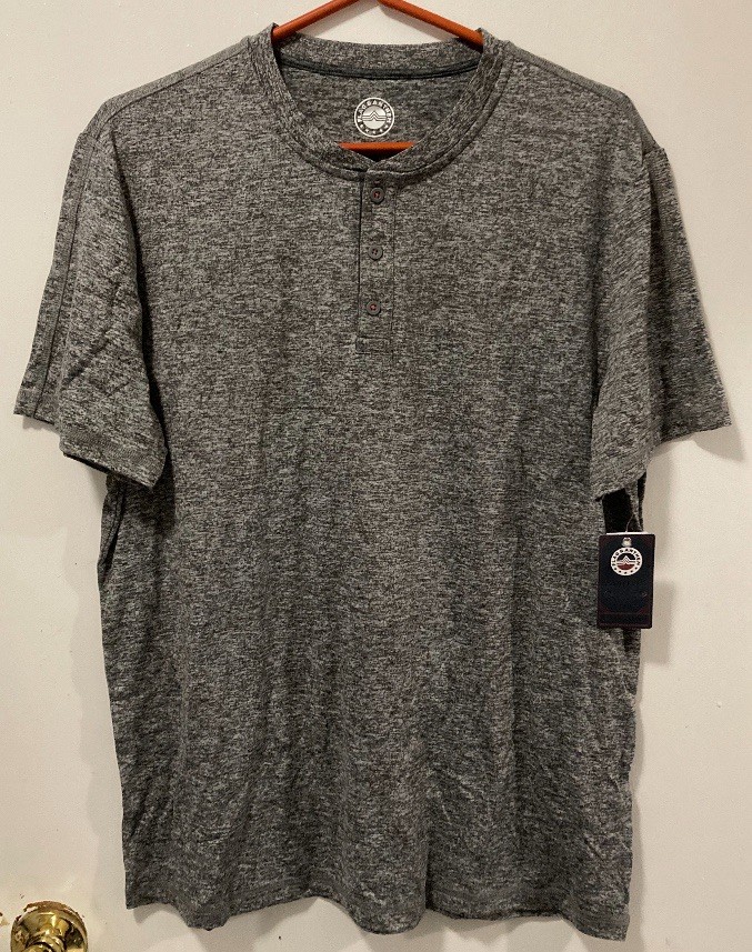 Flag & Anthem MadeFlex Men’s Grey Short Sleeve Henley Tee Shirt Size Medium NWT gallery