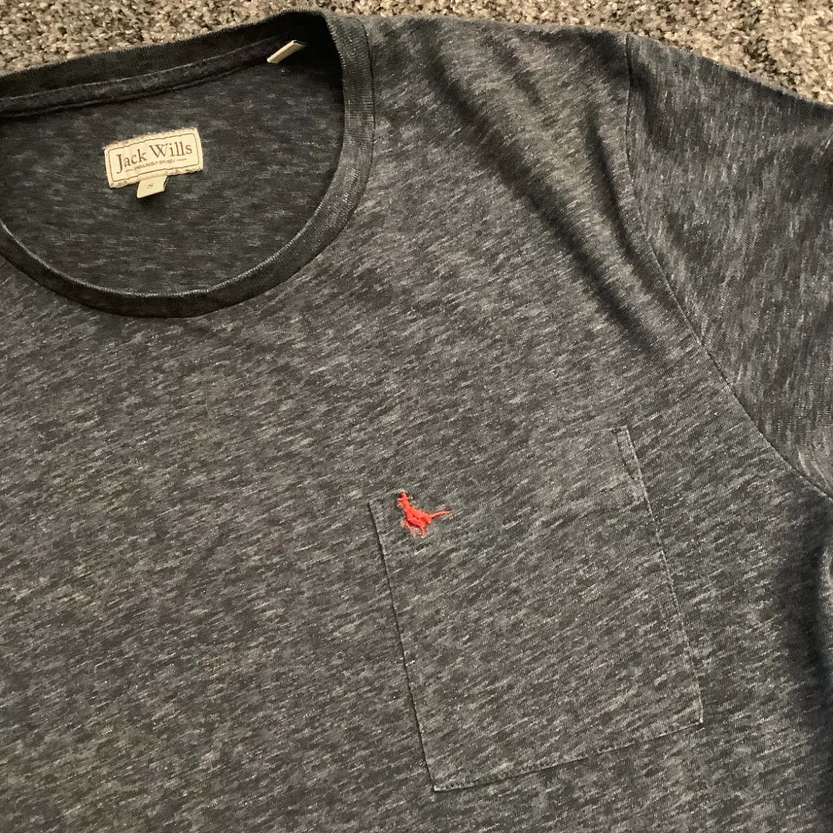 Jack Wills Mens Grey Short Sleeve Pocket Crew Neck Tee Size S Cotton Poly Blend gallery