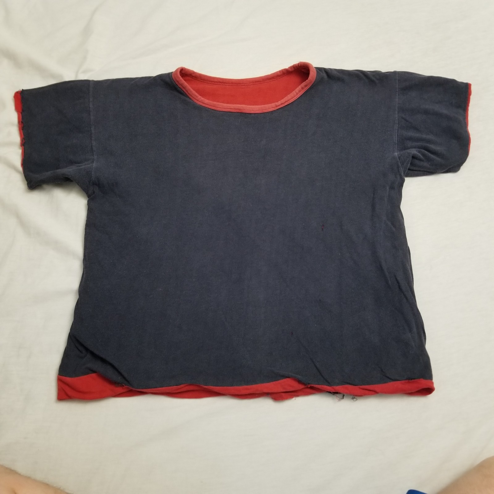 Vintage 70s Double Face T Shirt Mends Medium Blue Red Gym Athletic Reversible gallery