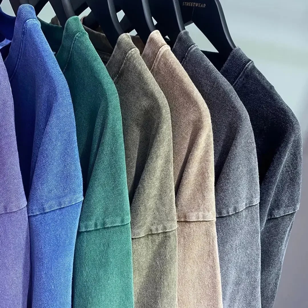 Men's Oversized Vintage Washed T-Shirt Heavyweight Cotton Loose Streetwear Tee gallery