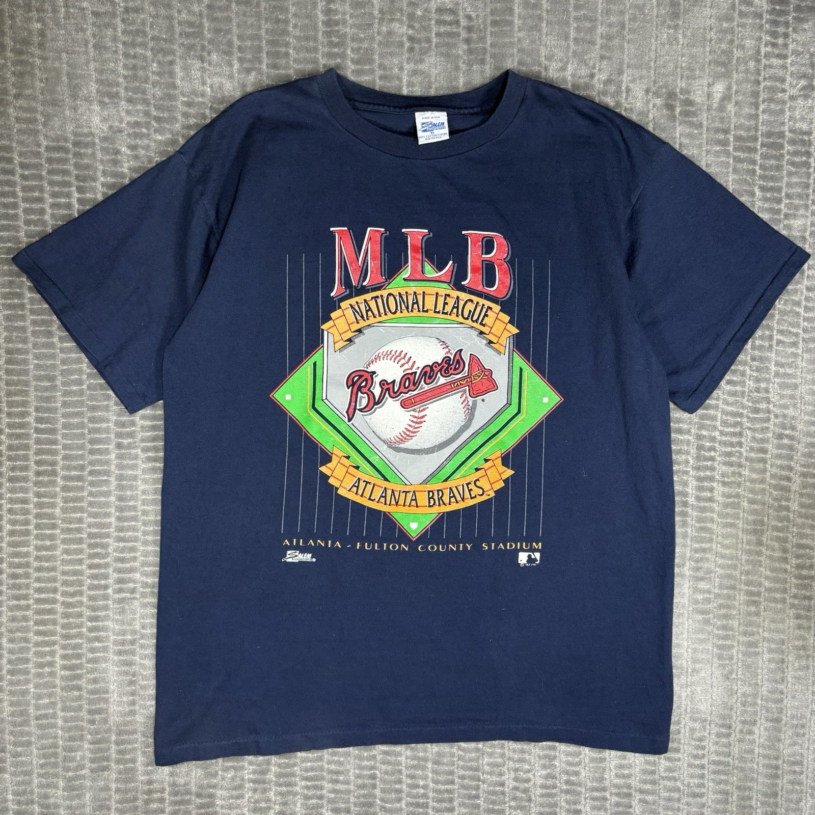Vintage 1993 Atlanta Braves Salem Sportswear Shirt XL Single Stitch Made in USA gallery