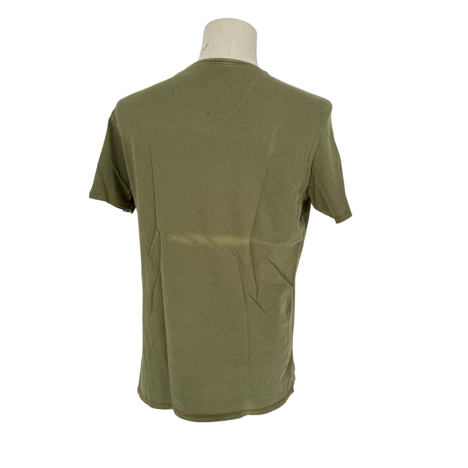 Robert Graham Casual Short Sleeve V-Neck T Shirt Solid Olive Green SUN DAMAGE M gallery