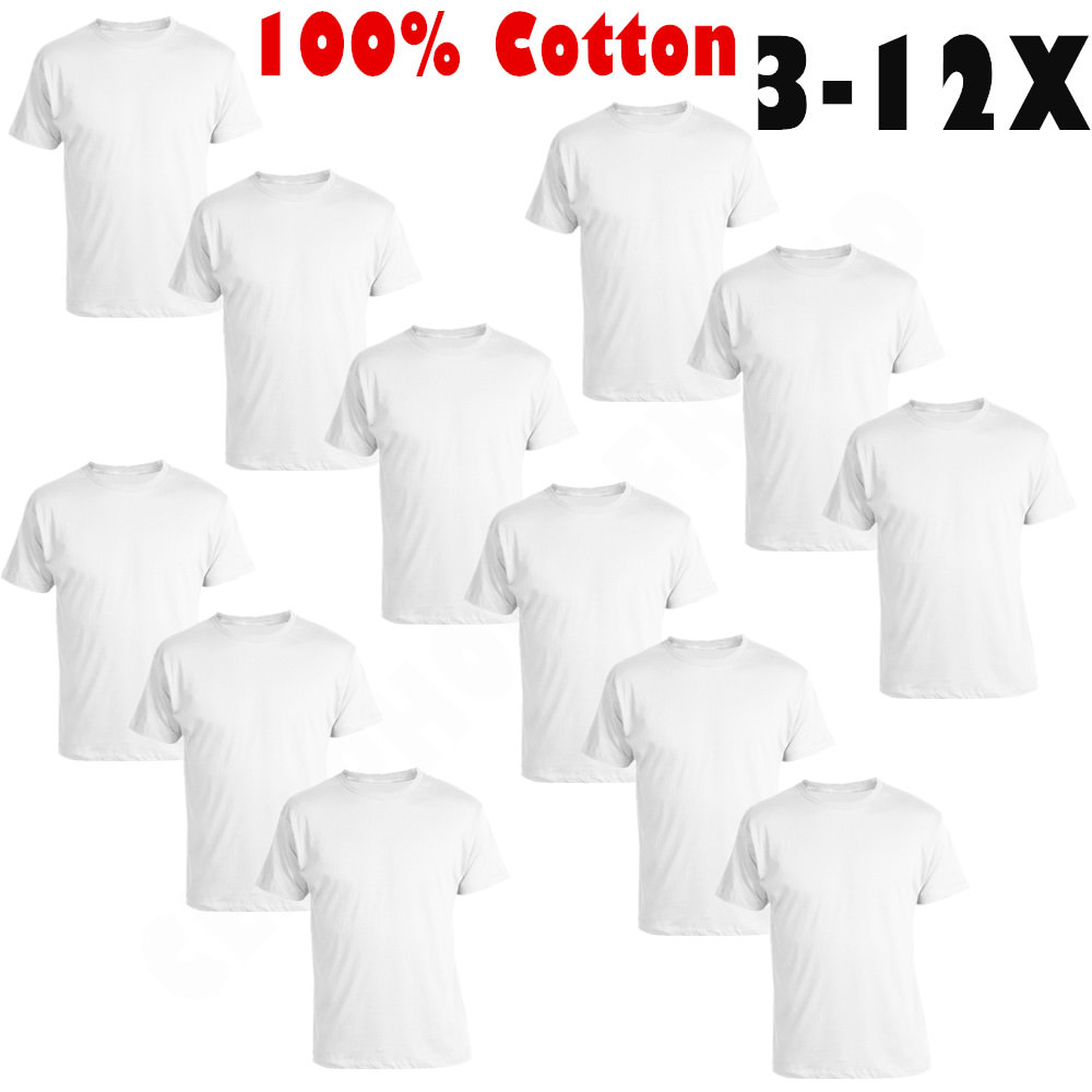 3-12-Pack Crew-Neck For Men’s 100% Cotton Tagless T-Shirt Undershirt Tee White