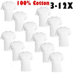3-12-Pack Crew-Neck For Men’s 100% Cotton Tagless T-Shirt Undershirt Tee White