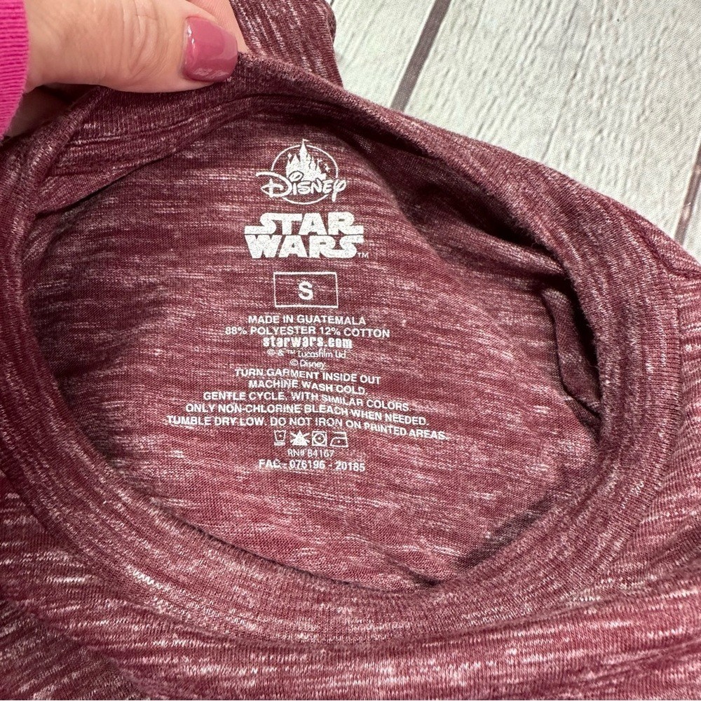 Disney star wars logo Burgundy Graphic Tee cotton poly blend mens S fandom gallery