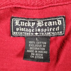 Lucky Brand Mens Red Double Layer Thermal Shirt Live to Ride Iron Cross L
