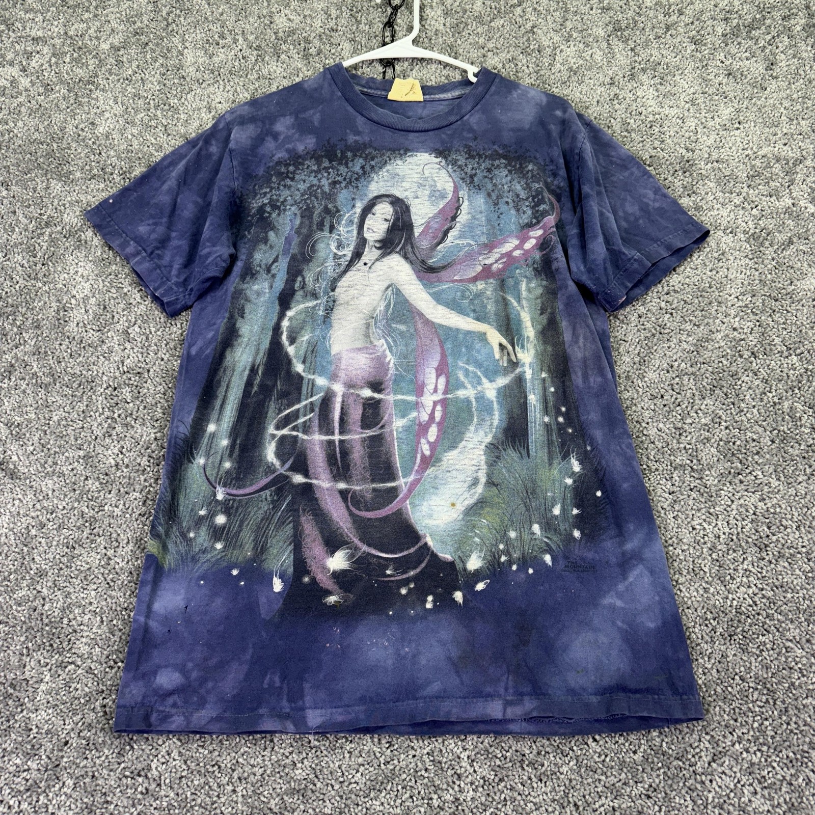 The Mountain Shirt Mens Medium Blue Fairy Moon Graphic Tee Fantasy Tie Dye