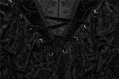 PUNK RAVE Black Gothic Retro Ruffled High Collar Pattern Velvet Shirt Men Top