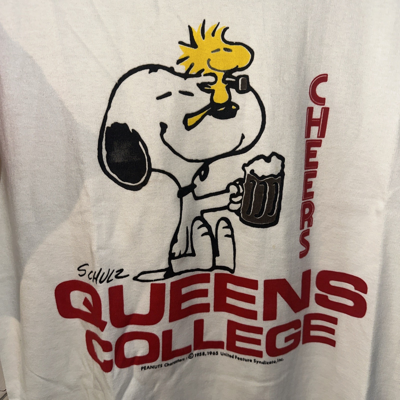 Vintage 70s 80s Artex Snoopy Queens College Raglan T-shirt Cheers Size Small gallery