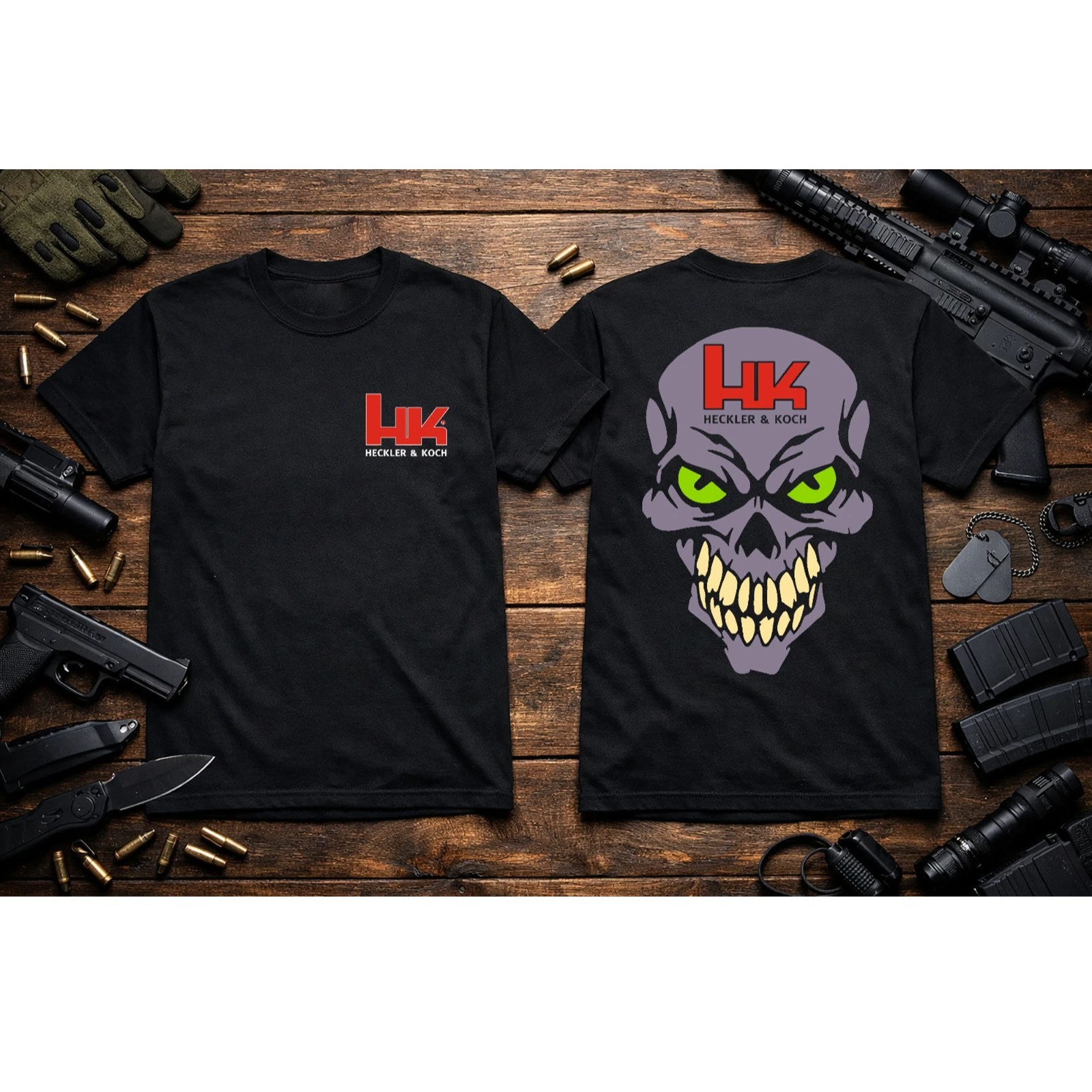 HK USA Heckler and Koch Skull T-Shirt Heavyweight S M L XL 2XL 3XL 4XL 5XL gallery
