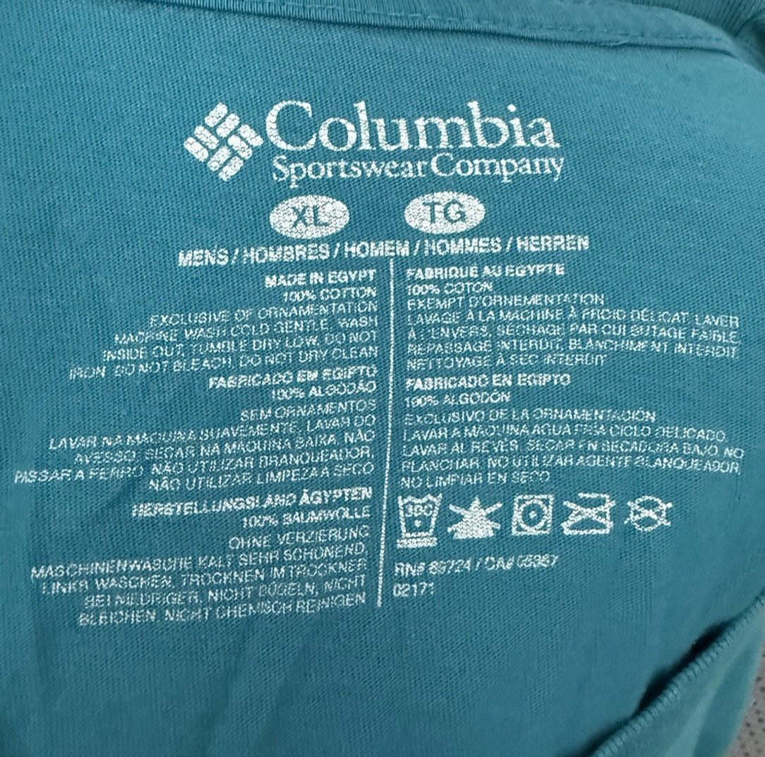 Columbia T-Shirt Mens Sz XL Teal Green Short Sleeve Cotton Grand Canyon Graphic gallery