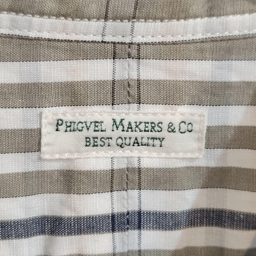 PHIGVEL Stand Collar Long Shirt Striped Gray/White Size 2 Japan Made gallery