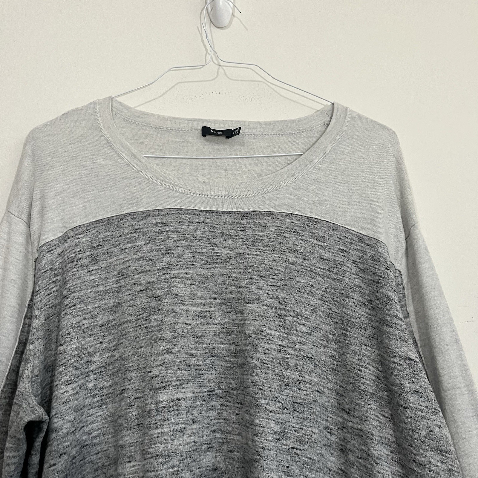 Vince Mens XXL Gray Sweater Tee Long Sleeve Cotton Cashmere Modal Lightweight * gallery