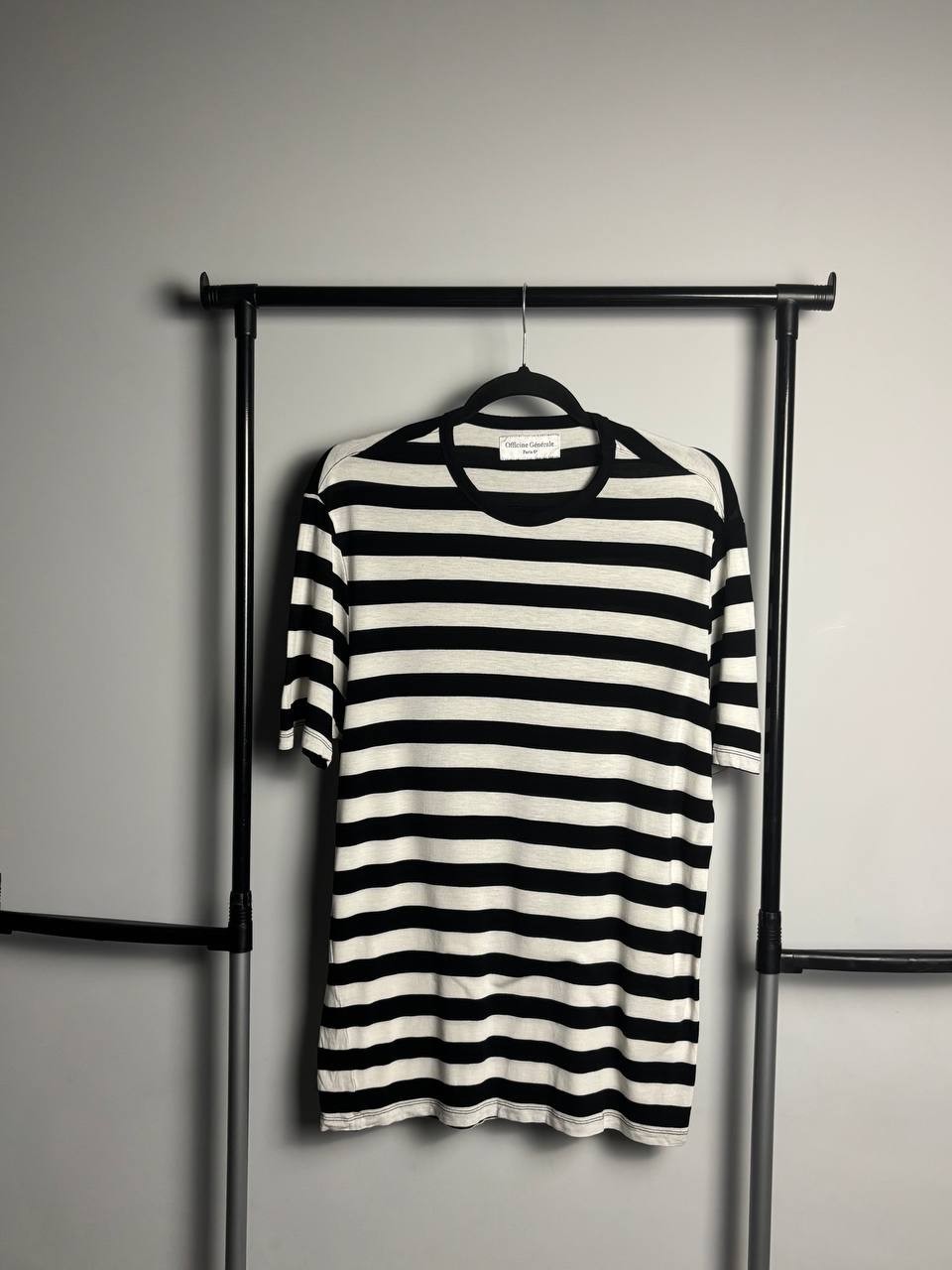 Officine Generale Paris 6e Men’s Striped T-Shirt Black White Size L Short Sleeve