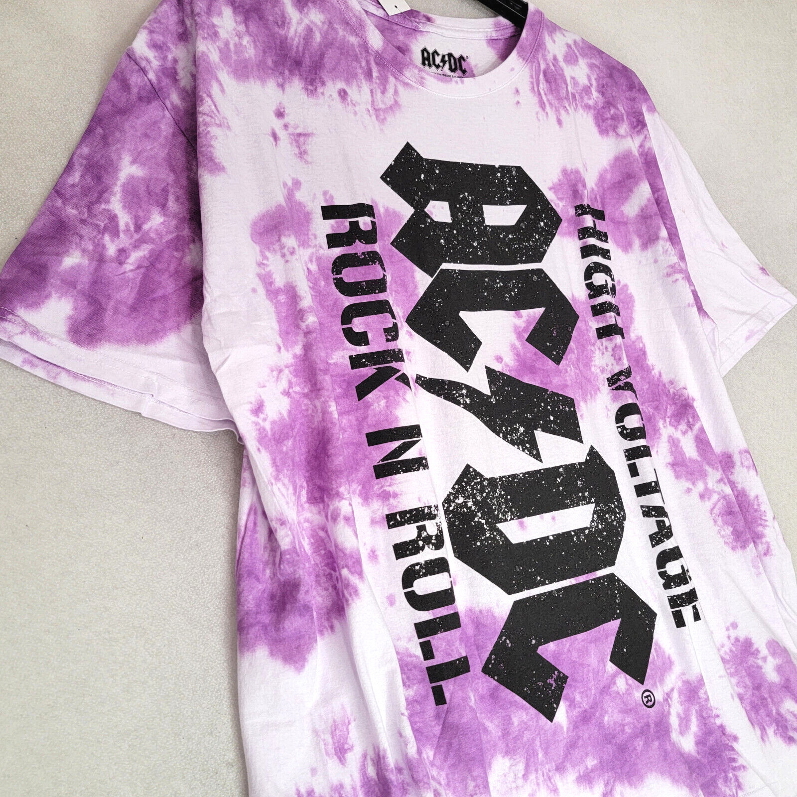 ACDC HIGH VOLTAGE Shirt Mens 2XL XXL Purple TIE DYE Casual ROCK NWT gallery