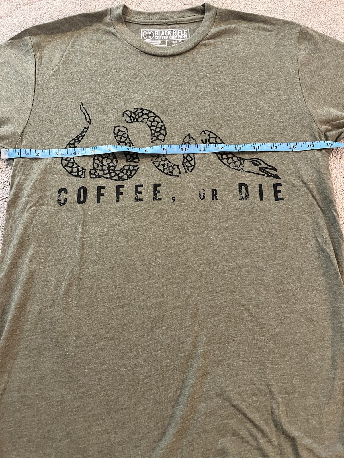 Coffee or Die Snake Black Rifle Coffee Company Olive T Shirt Men's Small gallery