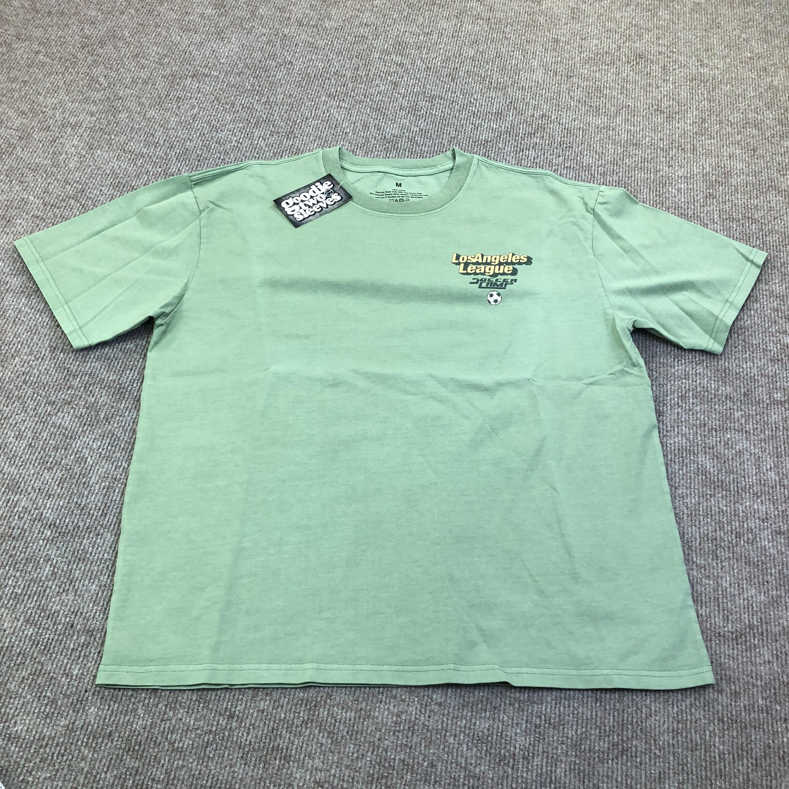 Goodie Two Sleeves Shirt Mens Medium Green Los Angeles Soccer Camp Tee Tagless