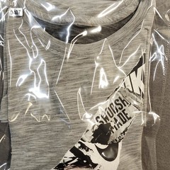 Nike Dri Fit Gray Cotton Poly Short Sleeve Mans Medium Graphic T-Shirt Top