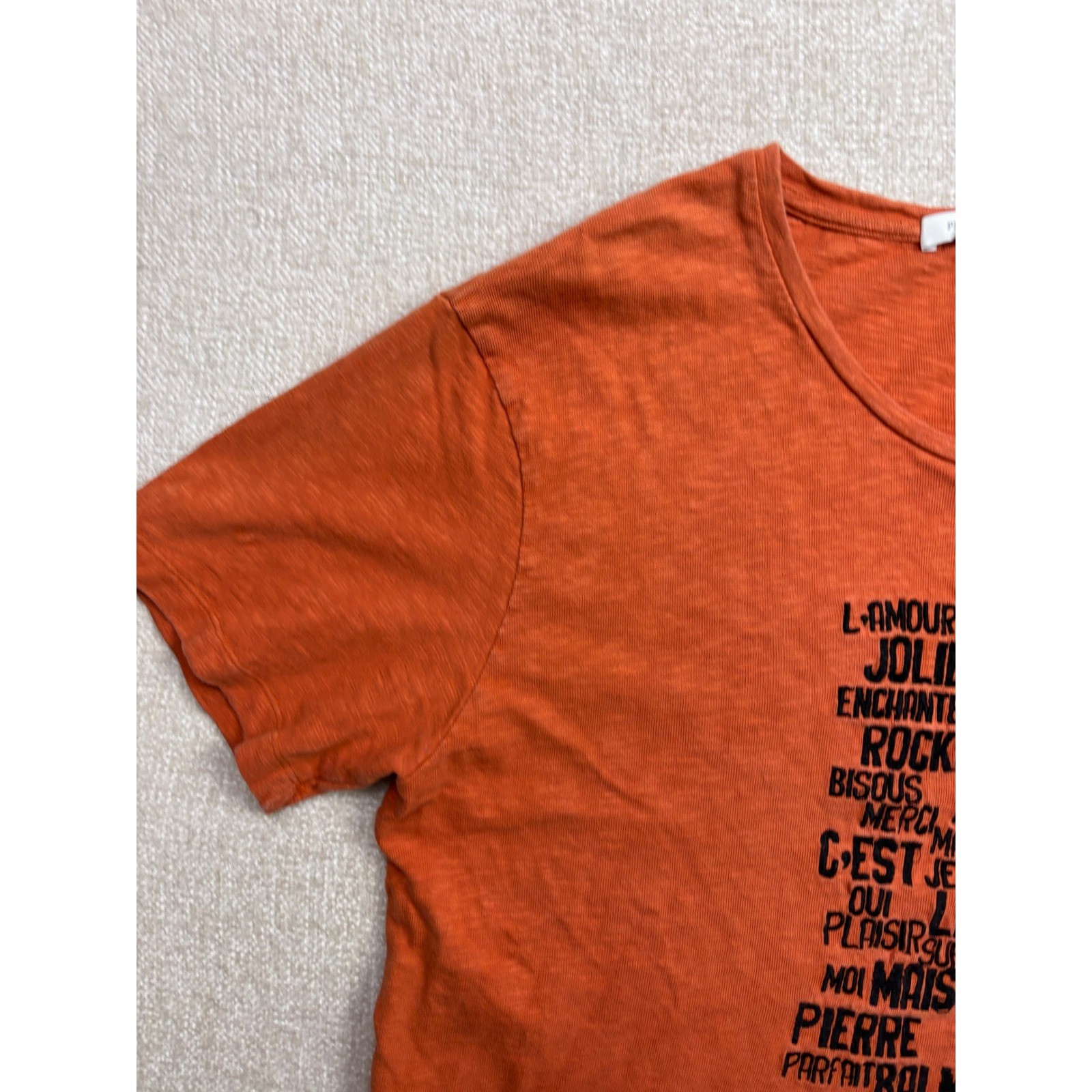 Pierre Balmain Mens Burnt Orange Paris Graphic Cotton T-Shirt Size Large 52 gallery