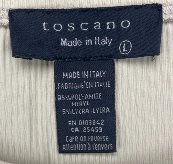 Toscano Mens Ribbed T-Shirt Large Beige Short Sleeve Pullover Crew Made in Italy gallery