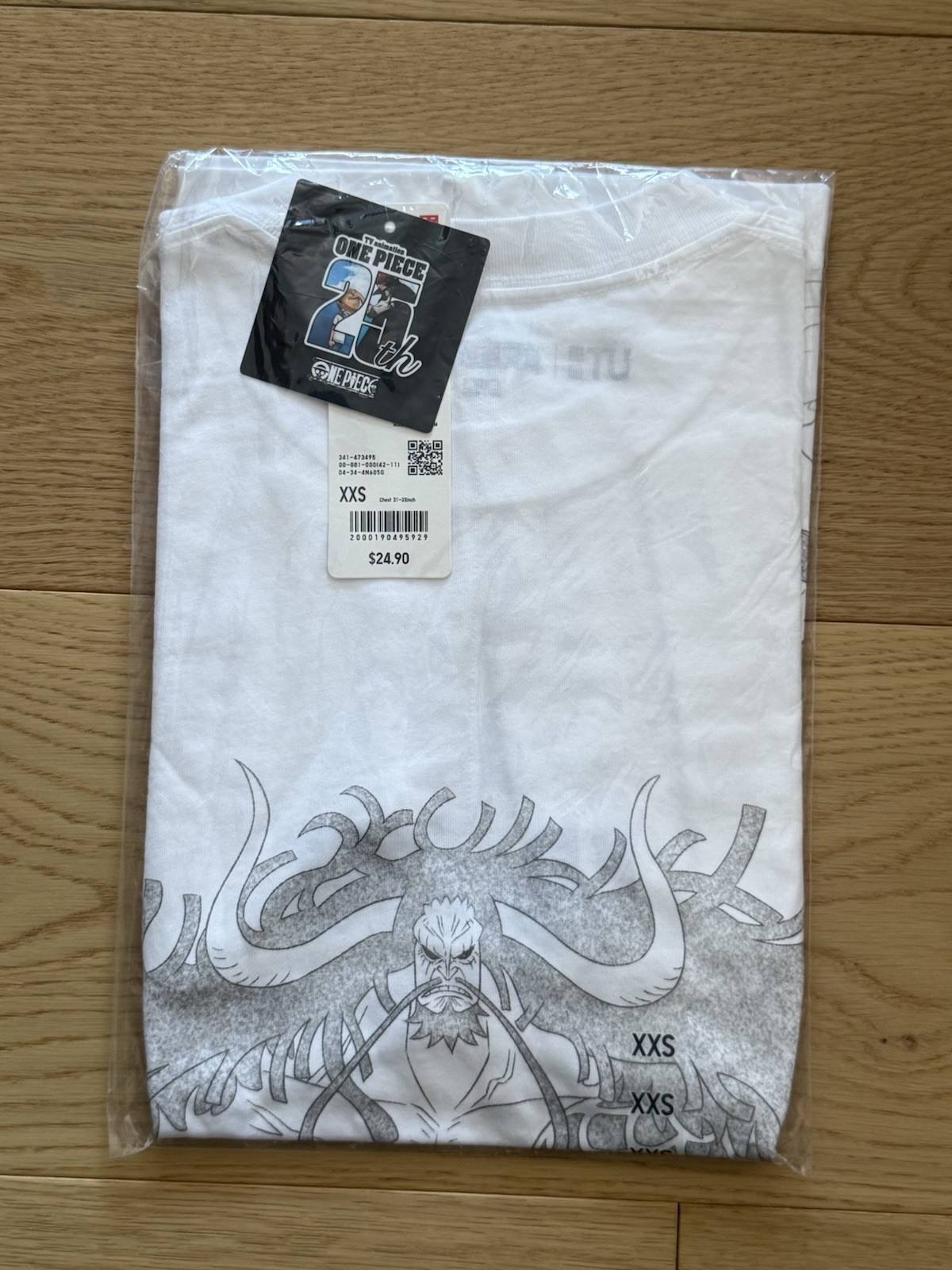 Uniqlo One Piece 25th Anniversary ￼T-Shirt – White – Size XXS – Kaido Luffy Shir