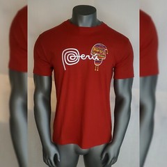 PERUVIAN TSHIRT MEN CREW NECK SHORT SLEEVE EMBROIDERED LOGO DESIGN SIZE L RED