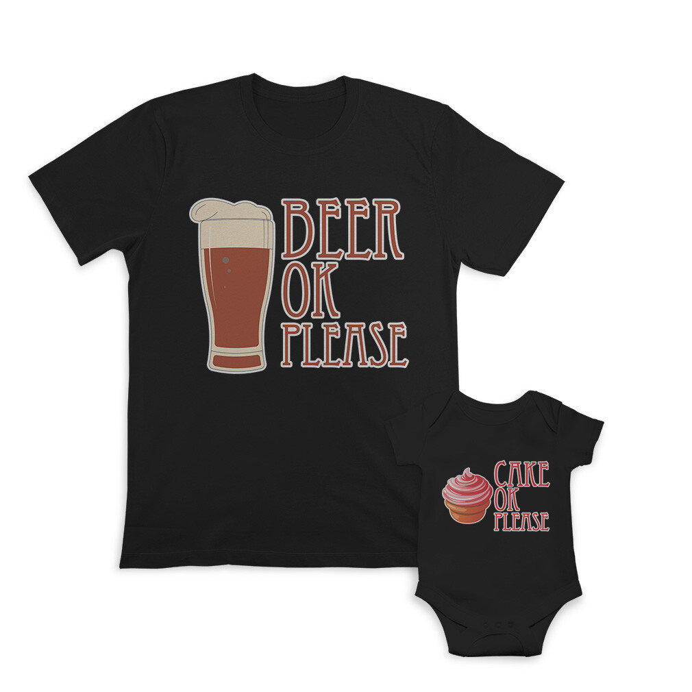 Dad and Baby Matching Outfits Clothes Beer Ok Please Beer Glass - Cake Cupcake gallery