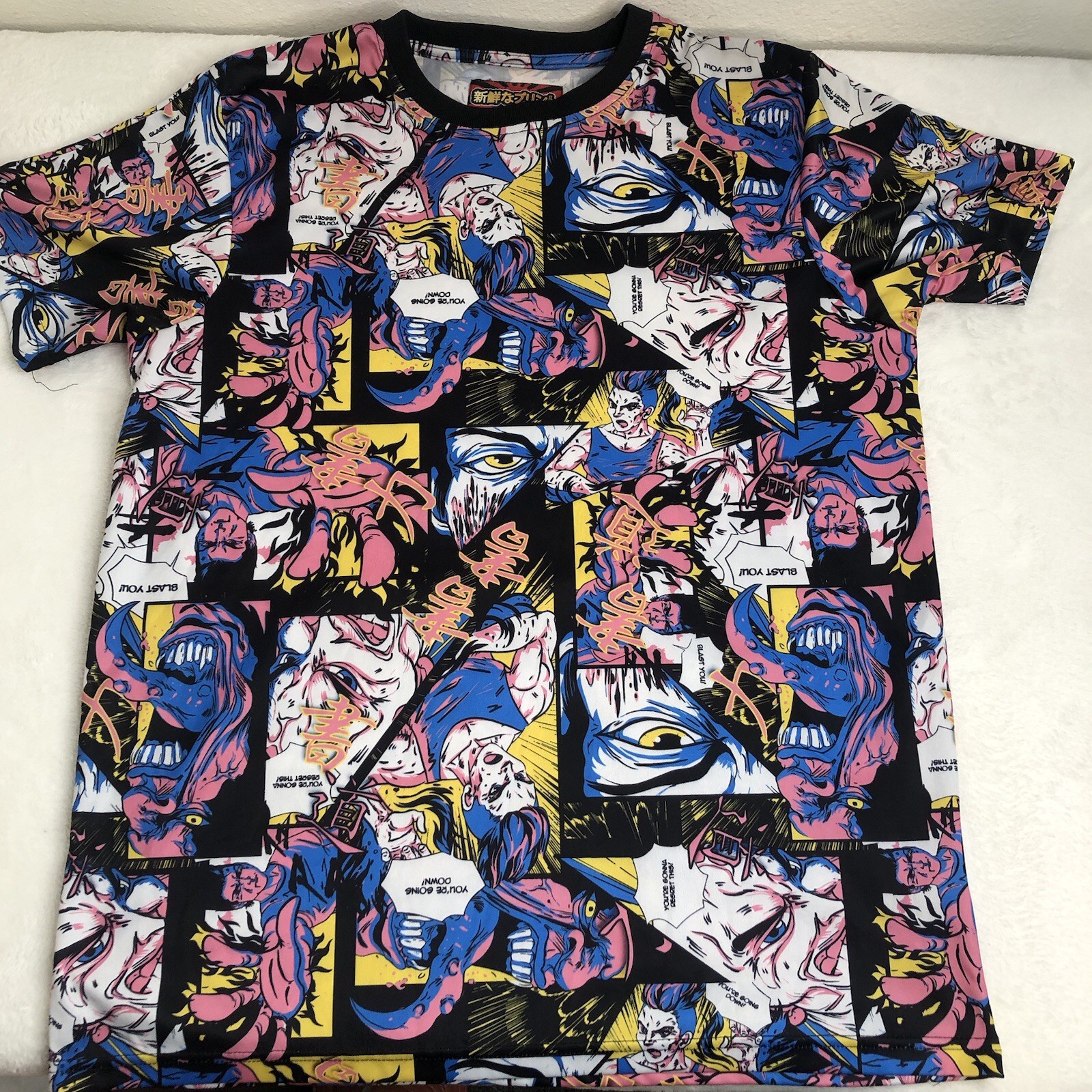Anime All Over Print T-Shirt Fresh Prints Of Tokyo Drill Clothing Co -Size Large