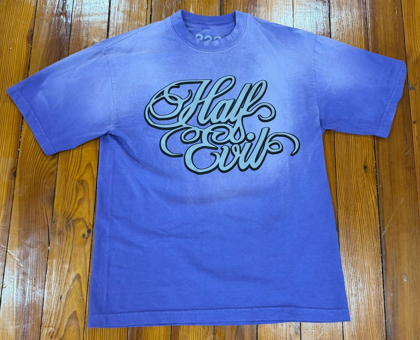 Half Evil Gradient Purple/Silver Short Sleeve Shirt Men’s Size Medium