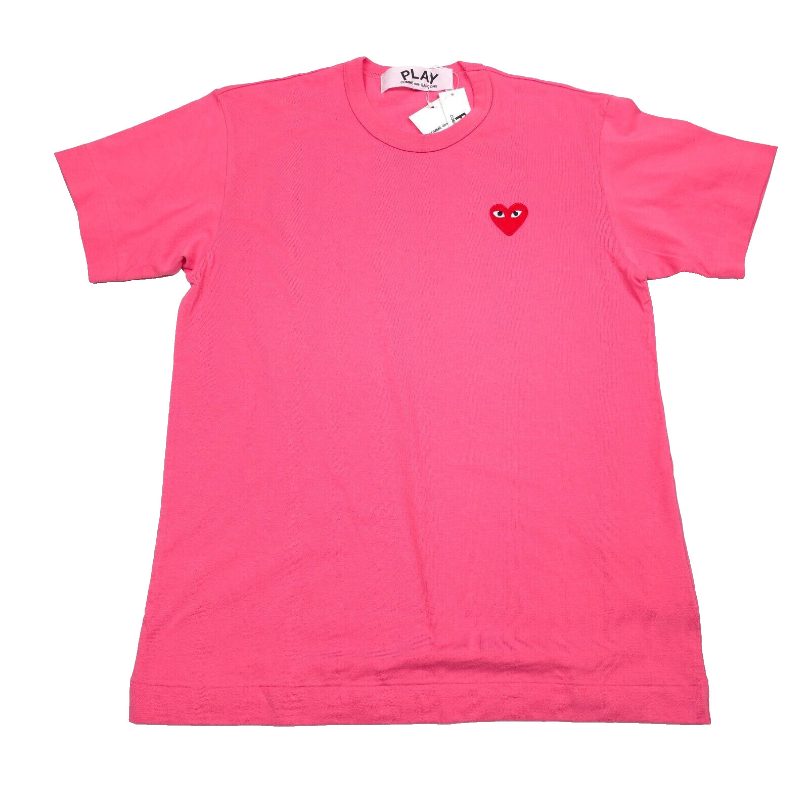 PLAY Comme Des Garcons T-Shirt Mens Small Pink Embroidered Heart Japan AZ-T272 gallery