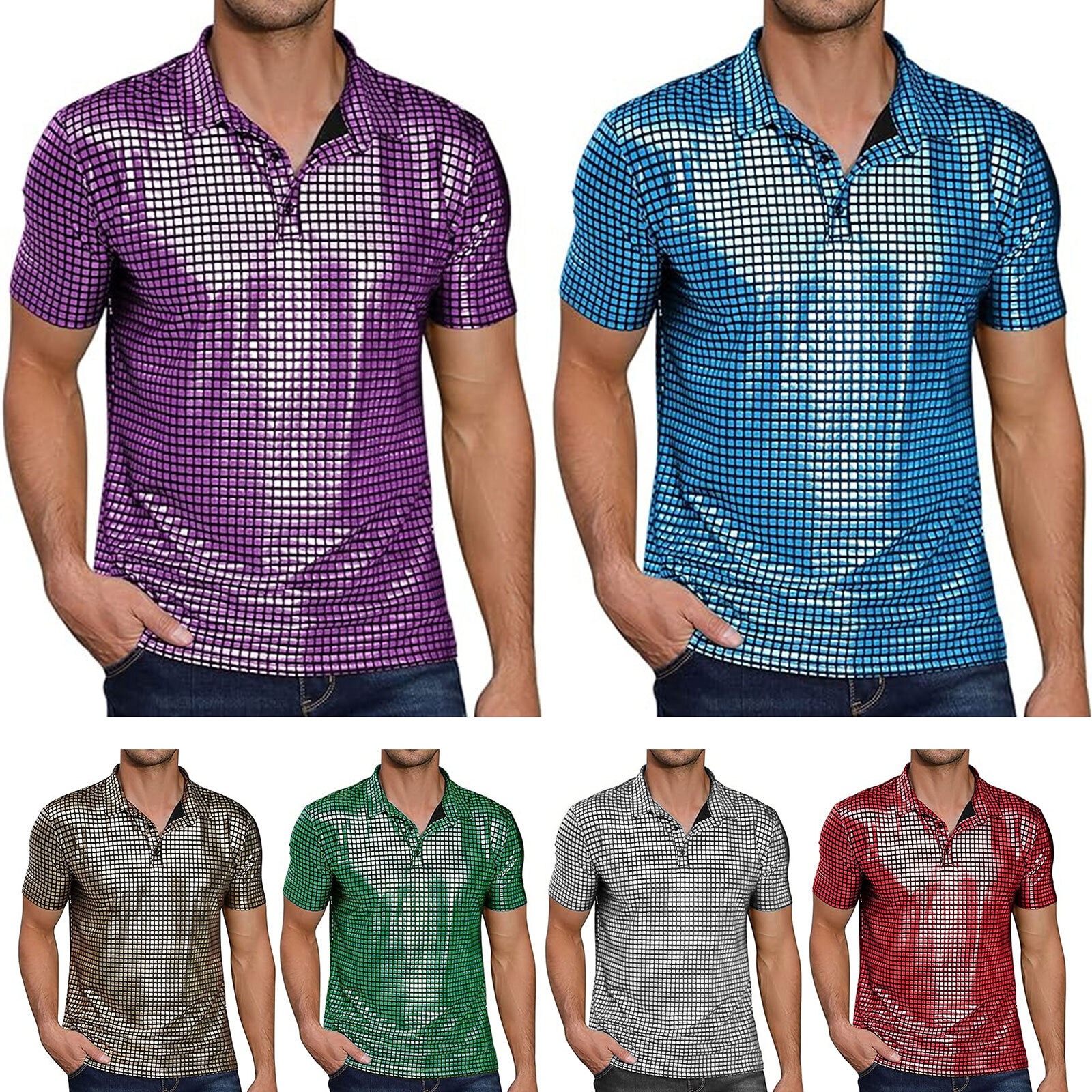 Mens Shirt Party Blouse Button Tops T-shirt Costume Stage Performance Festival gallery