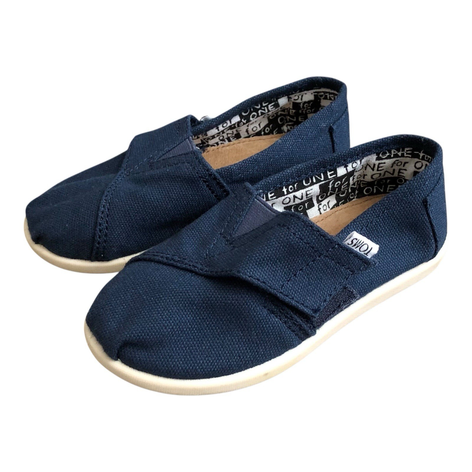 TOMS Alpargatas Toddler Boys Girls Size T 8 Navy Blue Canvas Shoes Hook & Loop
