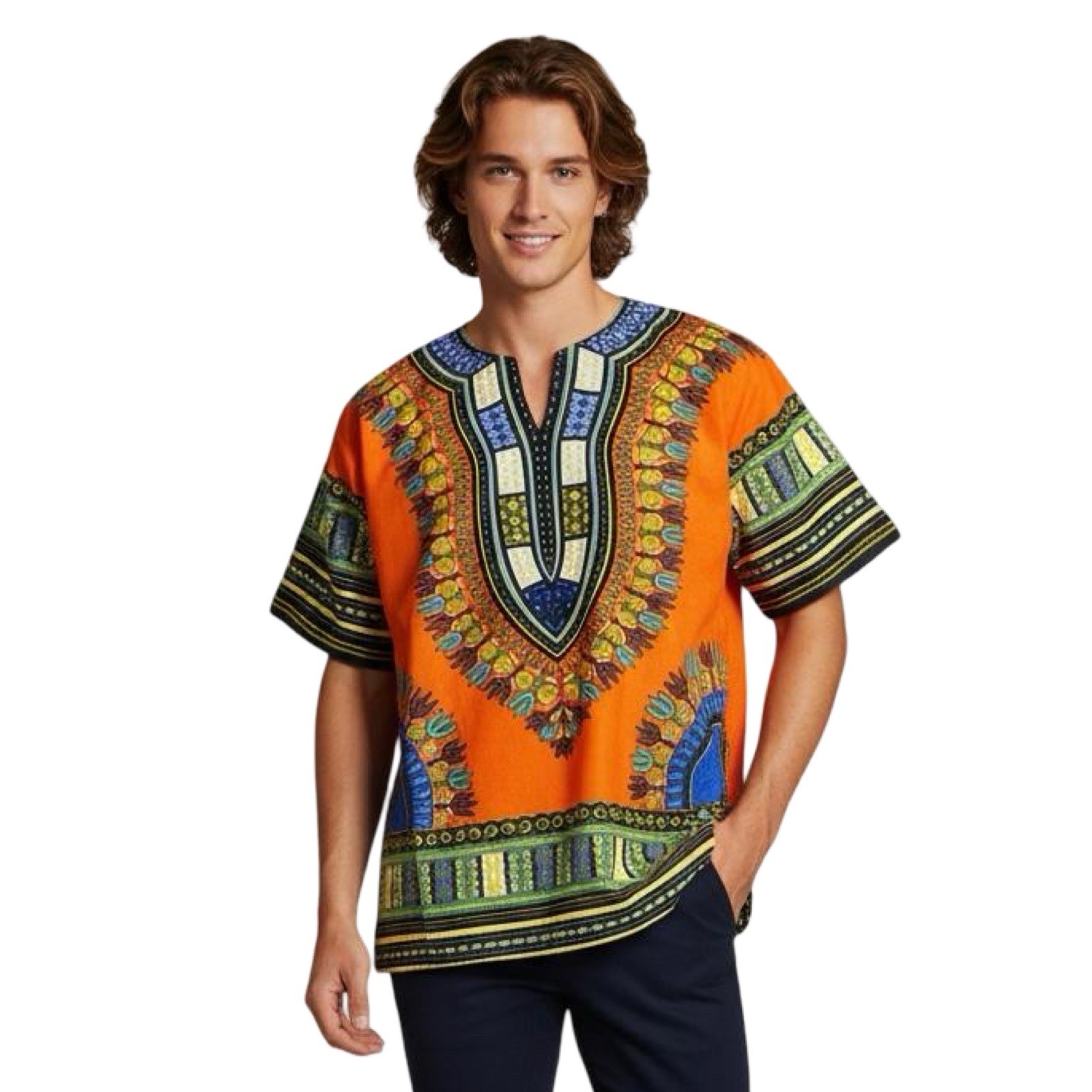 #1 Best Quality Unisex African Bright Dashiki 100%Cotton Shirt Variety Colors. gallery