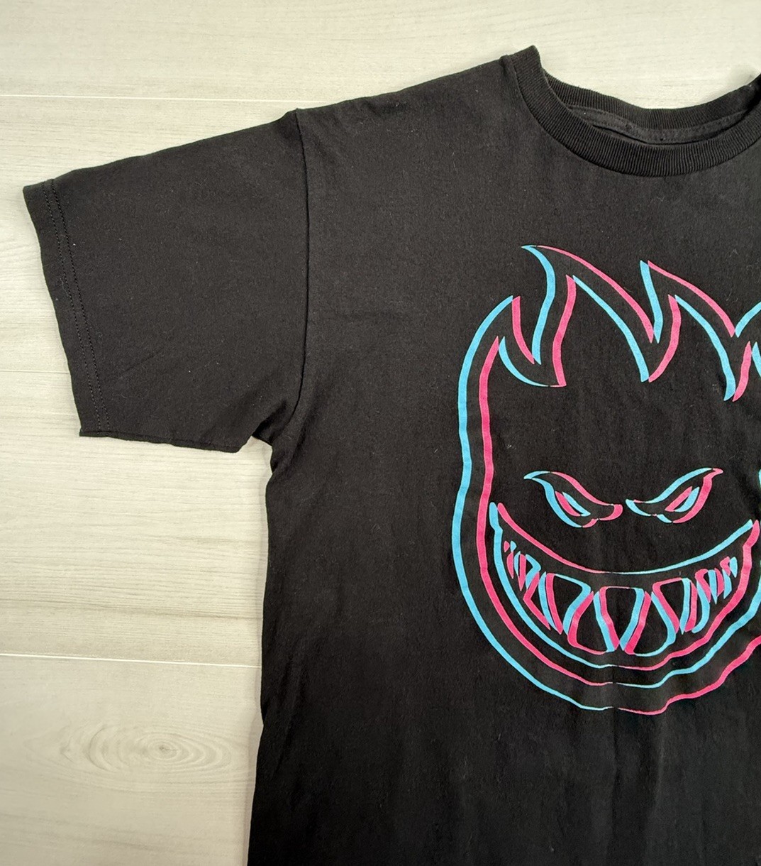 Spitfire Wheels Shirt Skateboard Skater Black Bighead Tee Flame Grunge Mens M gallery