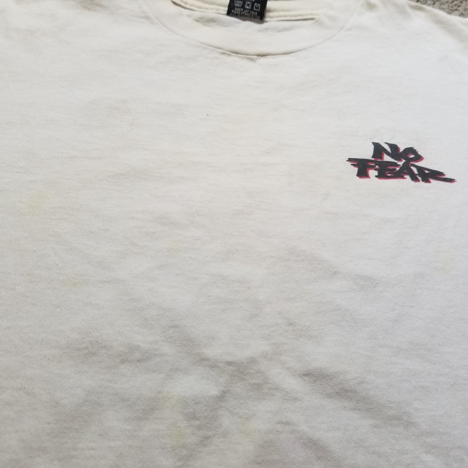 Vintage No Fear Shirt Mens Large White Look It In The Eyes 90s Made In USA gallery