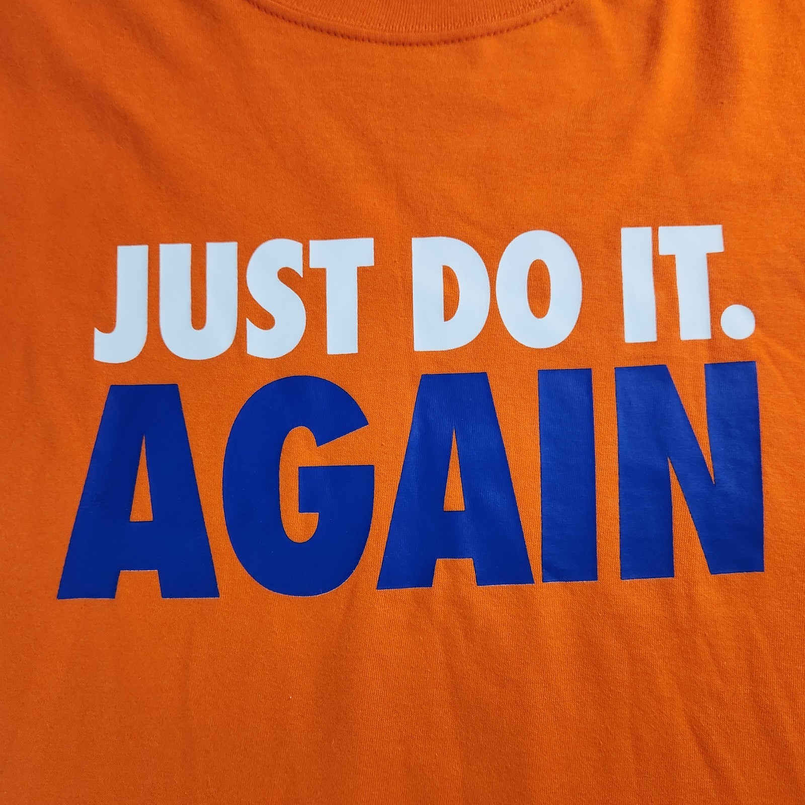 Nike Just Do It Again Men's XL Orange Long Sleeve Cotton T-Shirt Ribbed Cuffs gallery