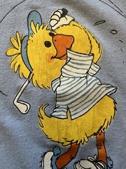 VINTAGE Jerzees TShirt Men’s Size Large Blue Golf Chick Duck 80s Made In USA VTG