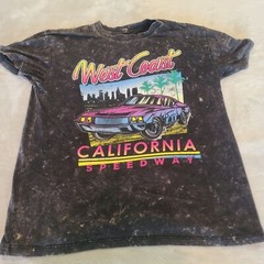 Social Culture Mens Medium Black Multicolor West Coast California Speedway Shirt