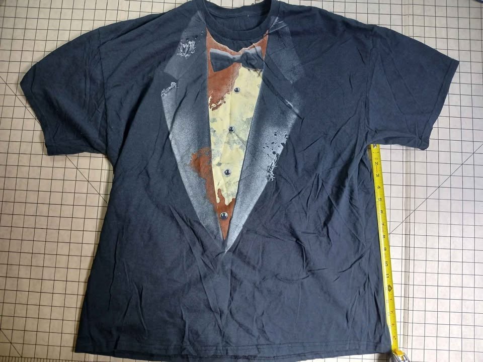 Men's Black Decaying Tuxedo Graphic Tee Size 2XL gallery