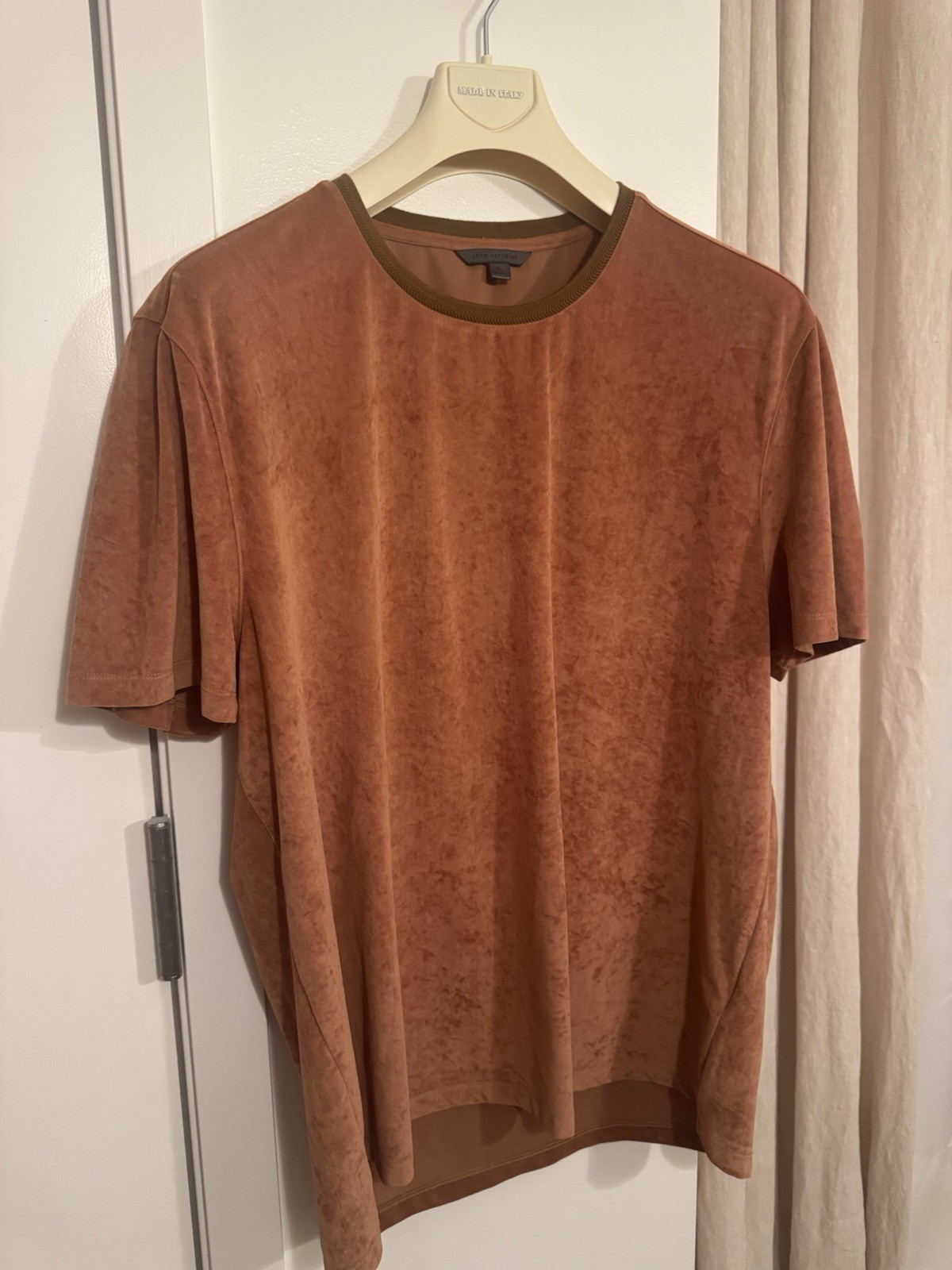 John Varvatos Men’s XL Solid Brown Knit Crew Neck Short Sleeve T-Shirt