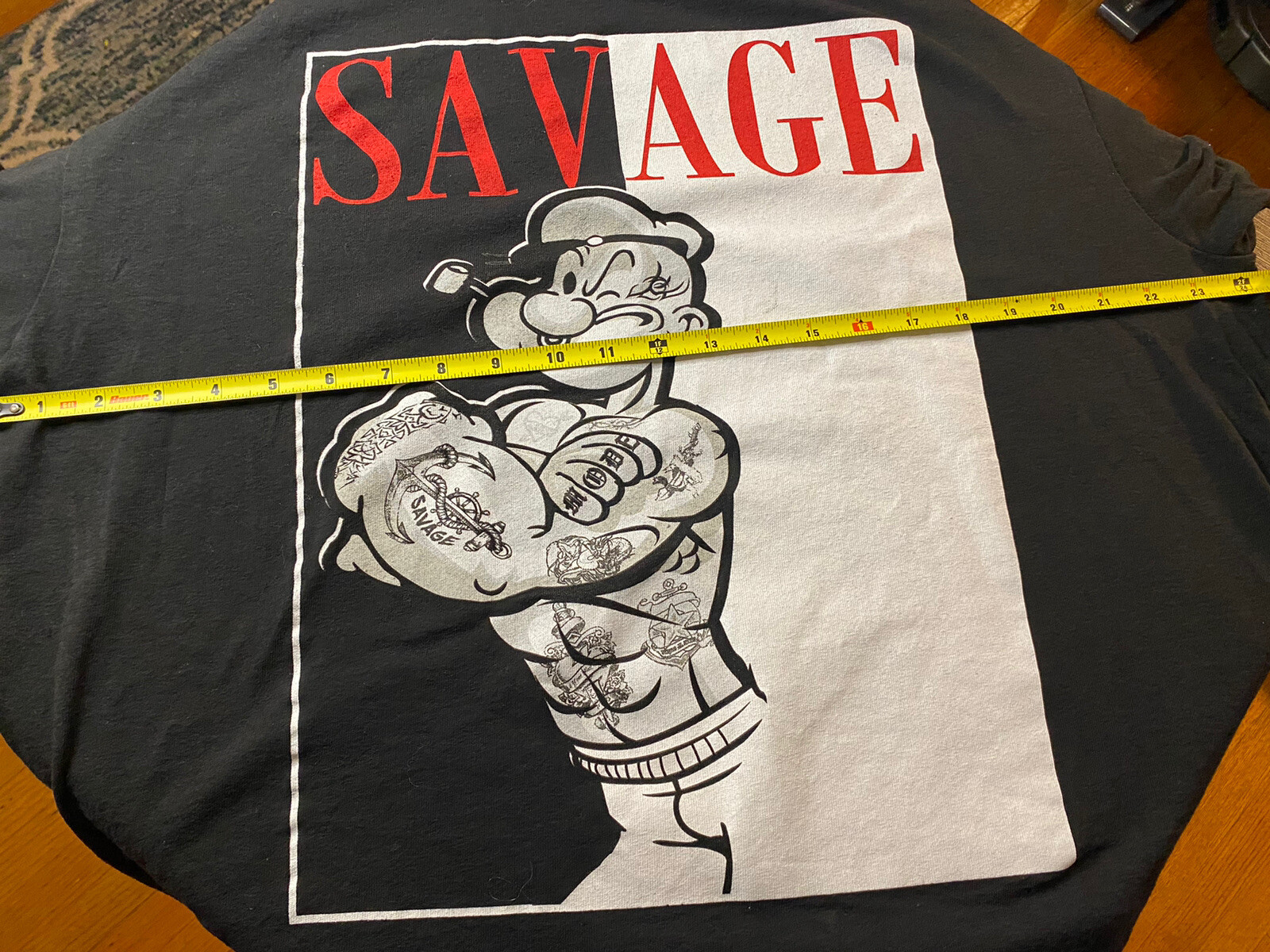 Popeye Savage Men's Black T-Shirt Size 2XL Made in USA 100% Cotton gallery