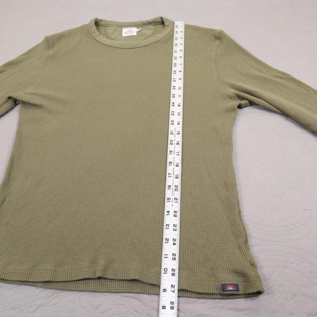 Faherty Thermal Shirt Mens Large Green Waffle Knit Long Sleeve Crewneck Pima gallery